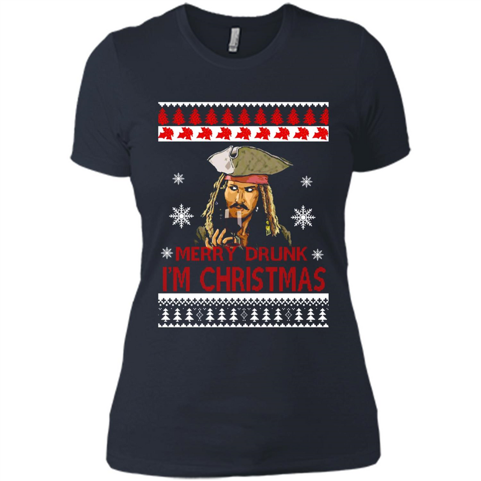 Jack sparrow Merry Drunk I'm Christmas - Ladies' Boyfriend T-Shirt