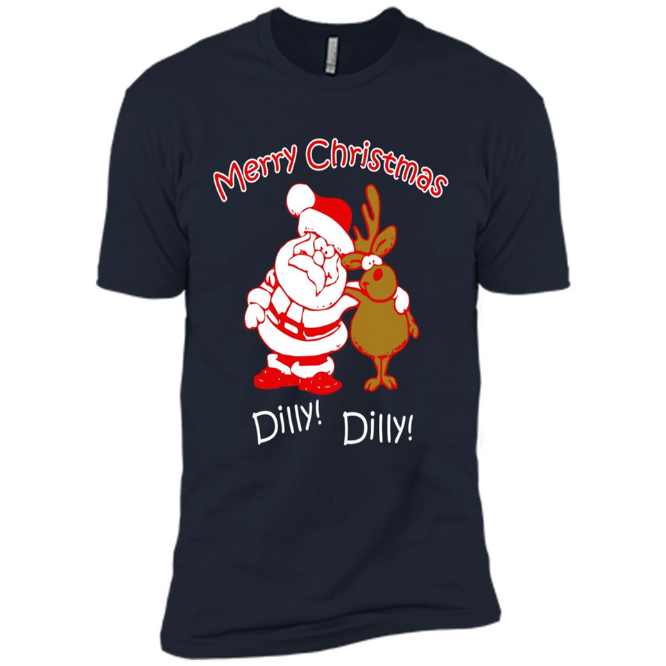 Christmas T-Shirt Santa And Reindeer Dilly Dilly - Premium Short Sleeve T-Shirt