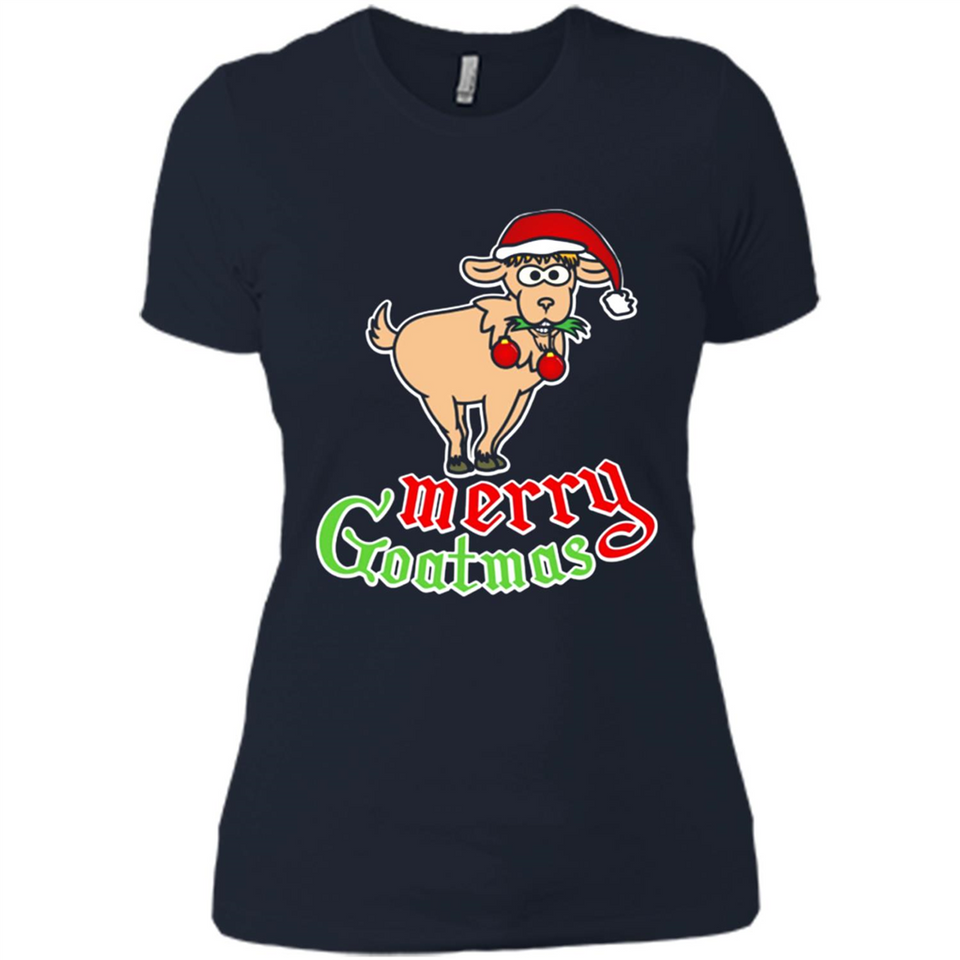 Christmas Merry Goatmas Goat Shirt Santa Hat - Ladies' Boyfriend T-Shirt