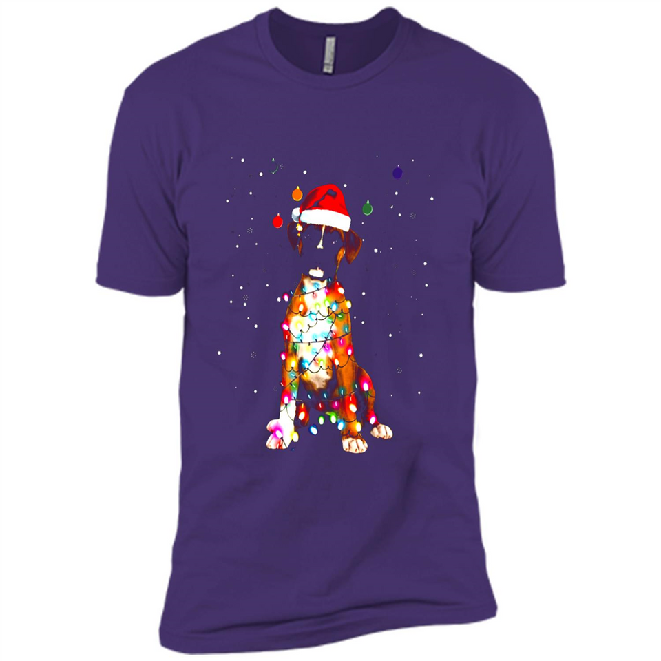 Christmas Lights Boxer Dog Funny Xmas Sweatshirt - Premium Short Sleeve T-Shirt