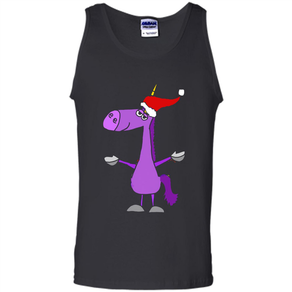 Funny Christmas Unicorn in Santa Hat - Tank Top