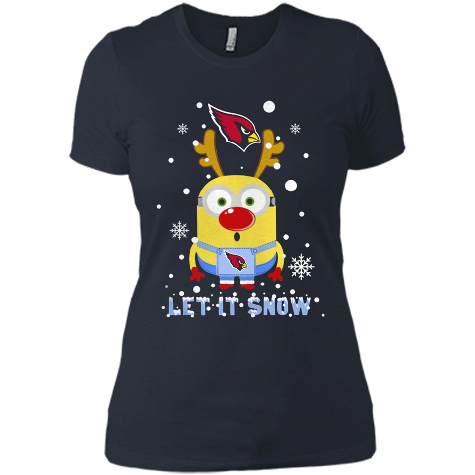 Minion Arizona Cardinals Ugly Christmas Sweater Let it Snow - Ladies' Boyfriend T-Shirt