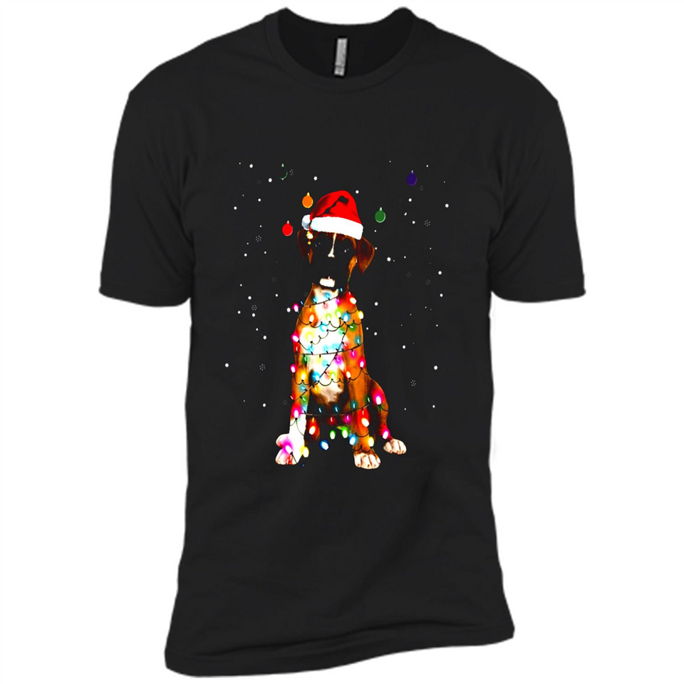 Christmas Lights Boxer Dog Funny Xmas Sweatshirt - Premium Short Sleeve T-Shirt