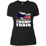 All Board The Trump Train 2020 Patriotic U.S Flag pingpong - Ladies' Boyfriend T-Shirt