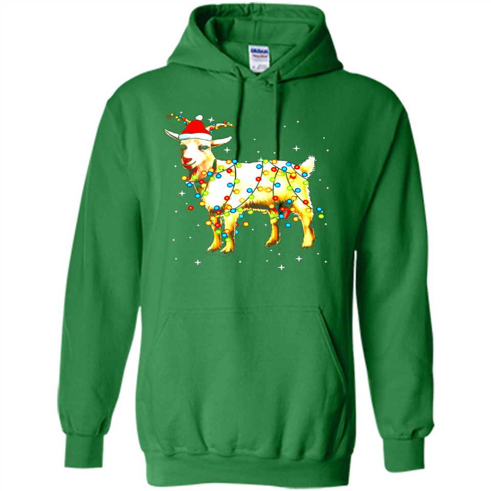 Christmas Lights Goat Wearing Santa Hat T-Shirt - Hoodie