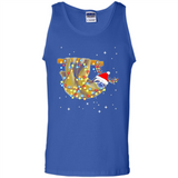 Christmas Lights Sloth Wearing Santa Hat Funny Xmas - Tank Top