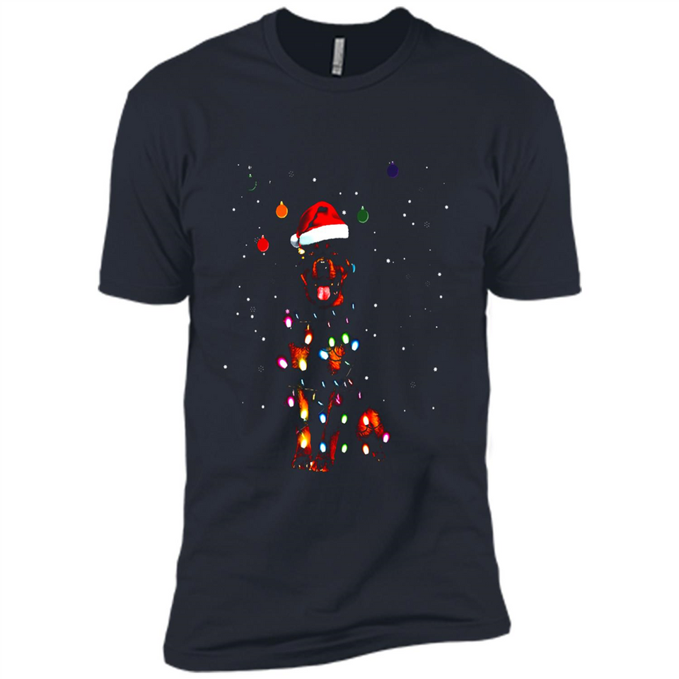 Rottweiler Santa Lights Christmas Dog Xmas Sweatshirt - Premium Short Sleeve T-Shirt