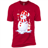Cute Snowman drink Red Wine Christmas - Premium Short Sleeve T-Shirt