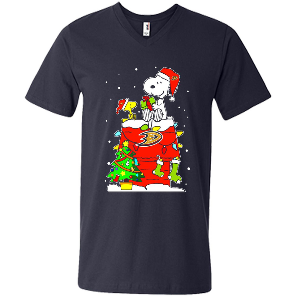 Anaheim Ducks Snoopy Ugly Christmas Sweaters - Men's V-Neck