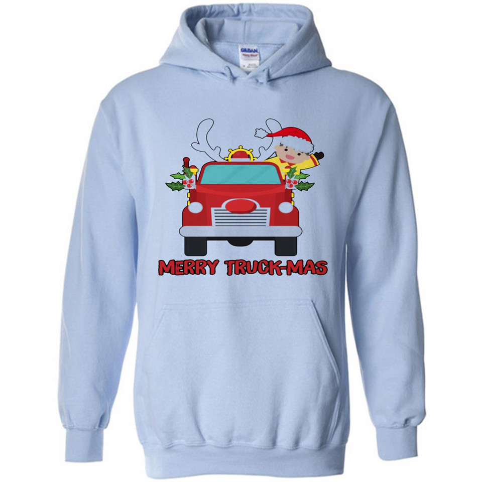 Merry Truck-Mas Christmas Fire Truck Cute Reindeer Sporty - Hoodie