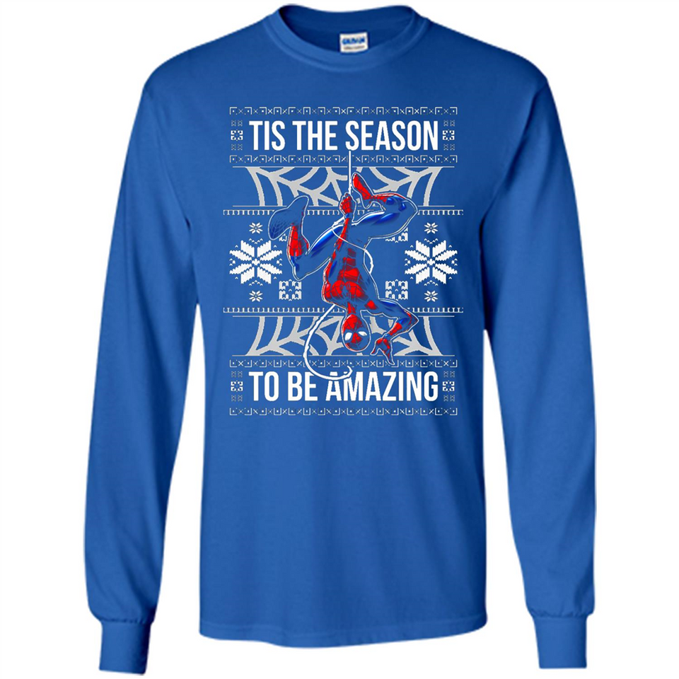 Marvel Spider Man Tis The Season To Be Amazing Ugly Christmas Mug PINGPONG - Long Sleeve T-Shirt