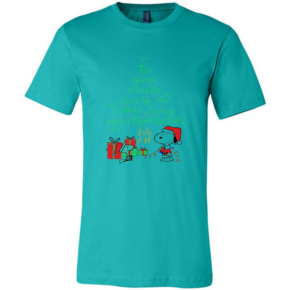 Snoopy Merry Christmas with Christmas tree T-Shirt - Canvas Unisex T-Shirt