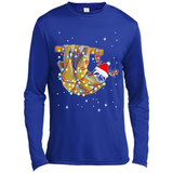 Christmas Lights Sloth Wearing Santa Hat Funny Xmas - Canvas Long Sleeve T-Shirt