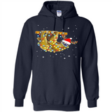 Christmas Lights Sloth Wearing Santa Hat Funny Xmas - Hoodie