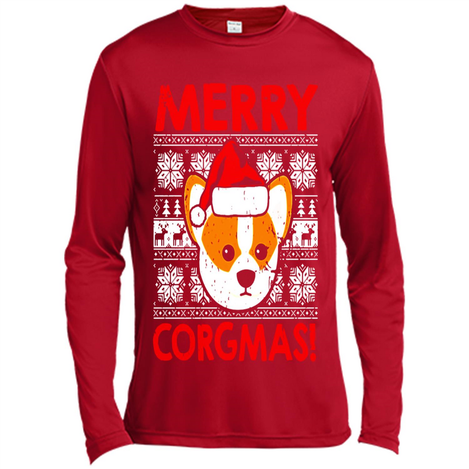 Funny Christmas Santa Corgi Dog Merry Corgmas - Canvas Long Sleeve T-Shirt