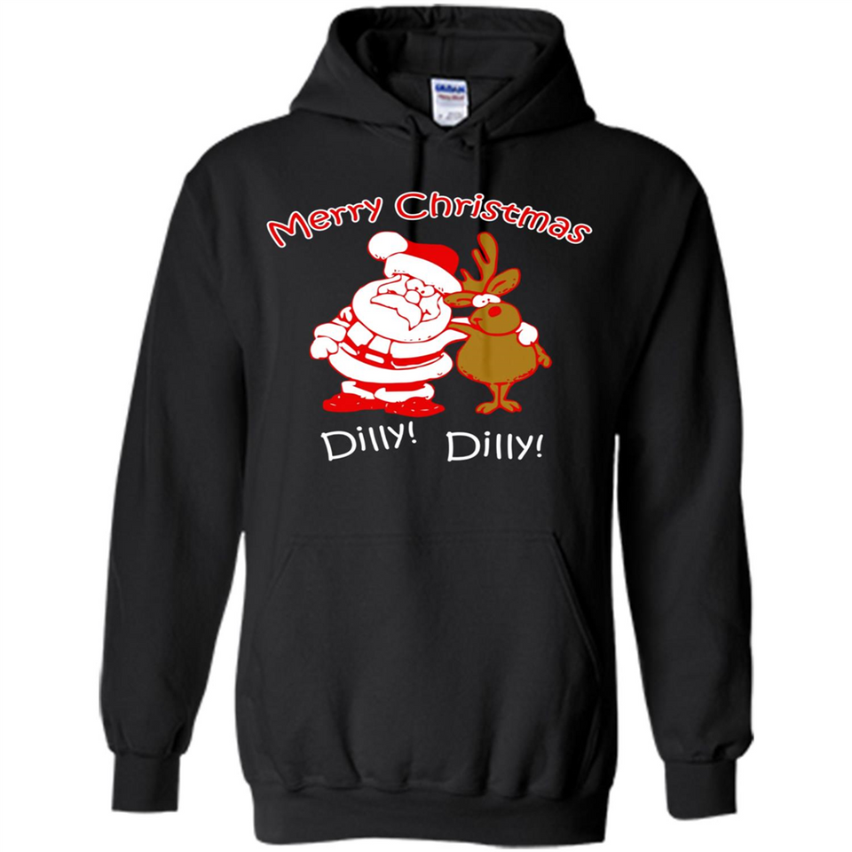 Christmas T-Shirt Santa And Reindeer Dilly Dilly - Hoodie