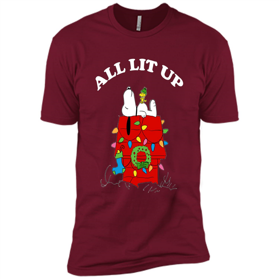 Peanuts By Schulz Snoopy Young Men_s Christmas SweatShirt - Premium Short Sleeve T-Shirt