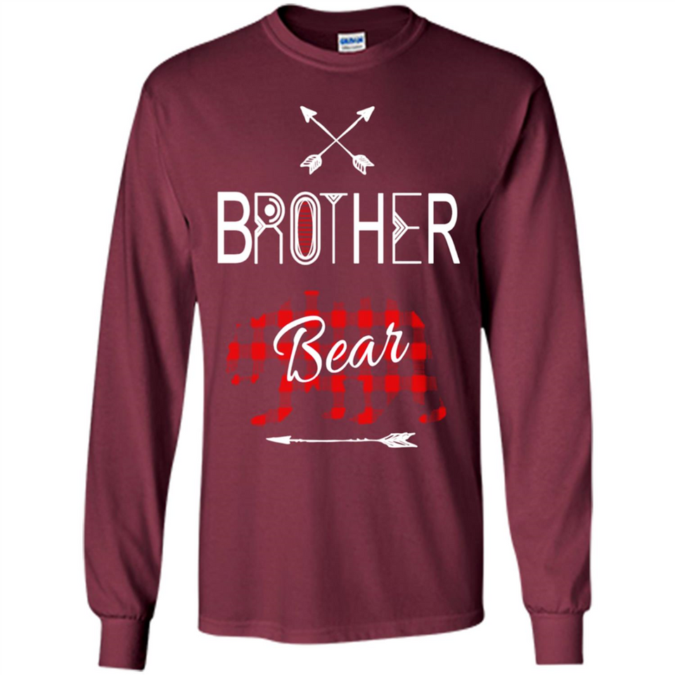 Brother Shirt Buffalo Plaid Family Camping Bear Tee - Long Sleeve T-Shirt
