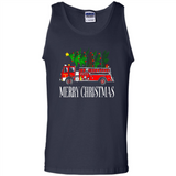 Firetruck Santa Sleigh Merry Christmas Firefighter - Tank Top