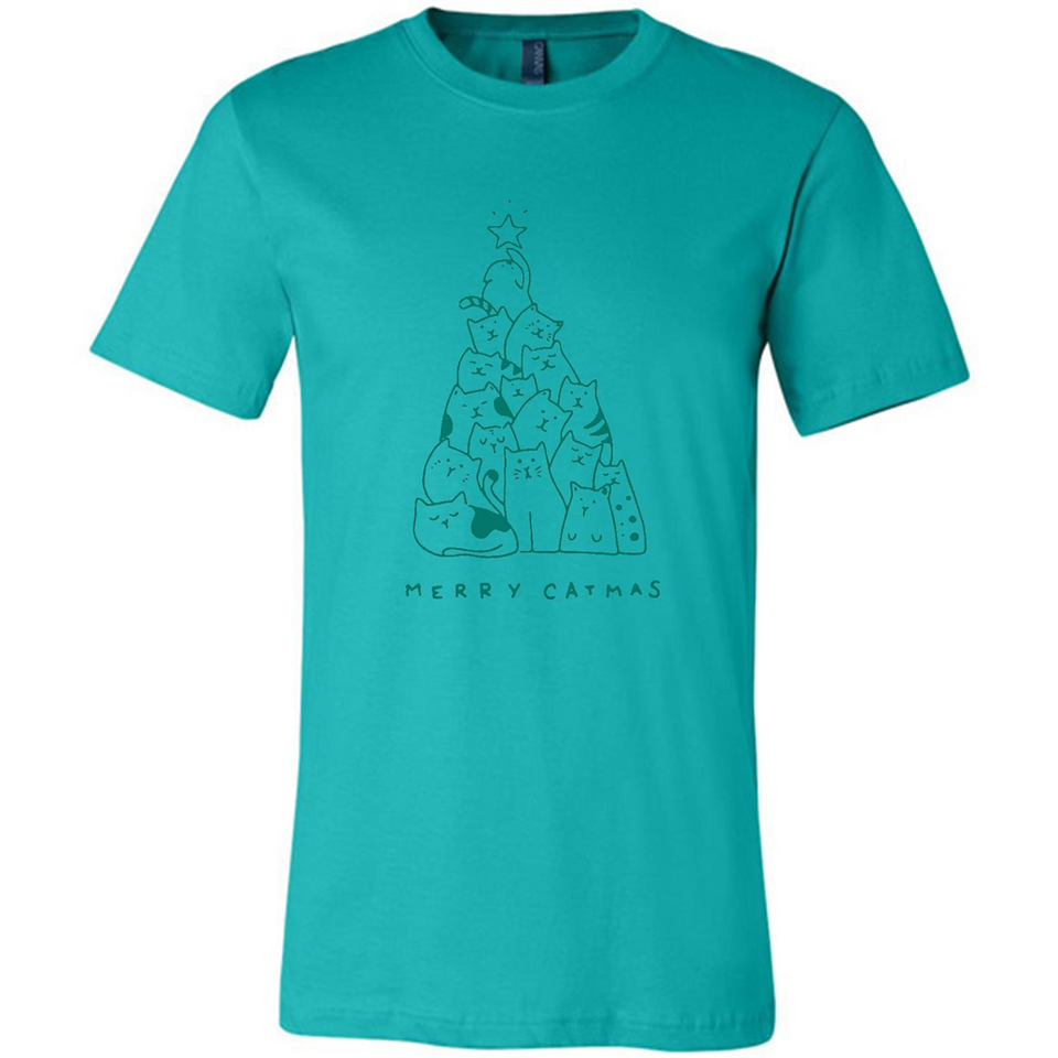 Merry Catmas Funny Cat Christmas Tree Sweatshirt - Canvas Unisex T-Shirt