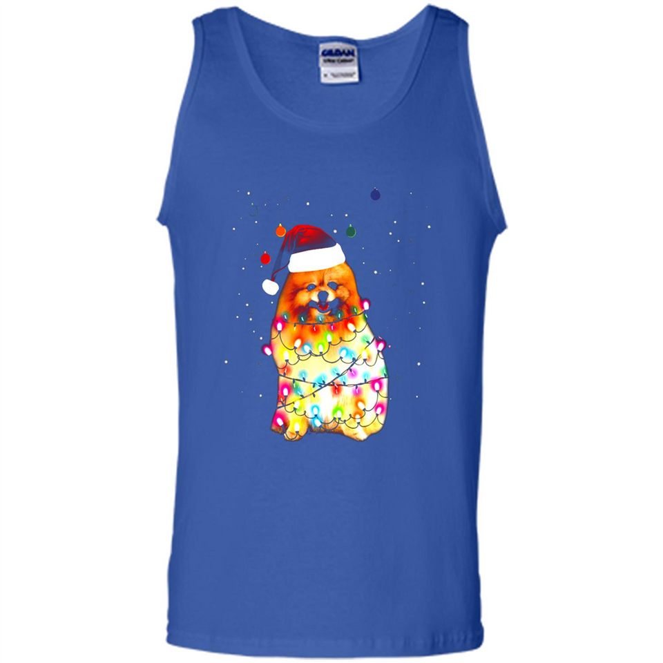 Pomeranian Santa Lights Christmas Dog Xmas Sweatshirt - Tank Top