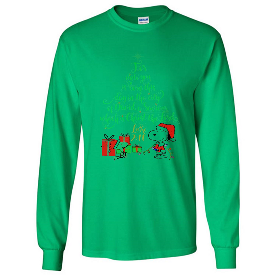 Snoopy Merry Christmas with Christmas tree T-Shirt - Long Sleeve T-Shirt