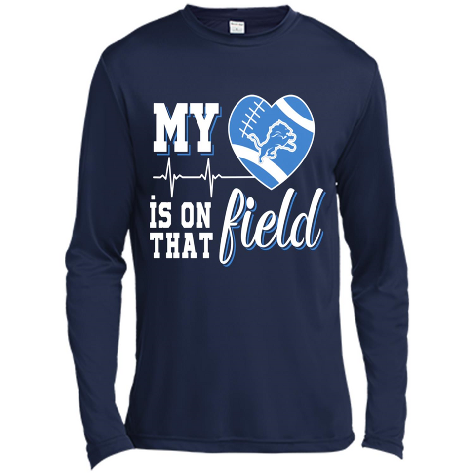 Detroit Lions Football My Heart is on that Field - Canvas Long Sleeve T-Shirt