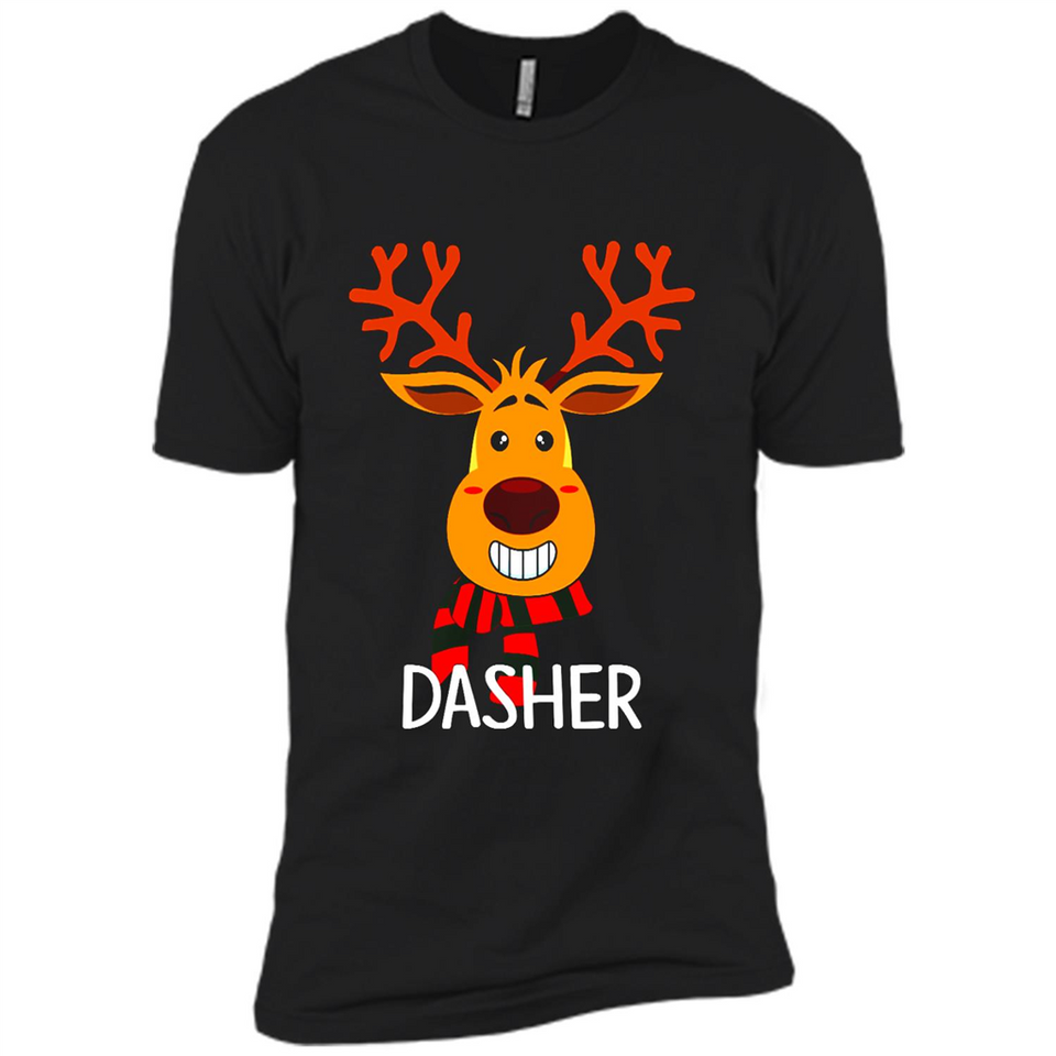 Dasher Reindeer Santa Claus Funny Xmas Holiday T-Shirt - Premium Short Sleeve T-Shirt