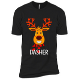 Dasher Reindeer Santa Claus Funny Xmas Holiday T-Shirt - Premium Short Sleeve T-Shirt