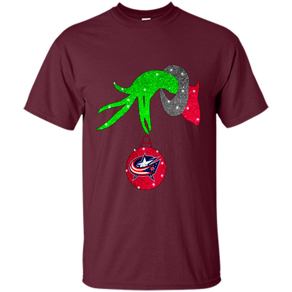 GRINCH HAND HOLDING COLUMBUS BLUE JACKETS GLITTER CHRISTMAS PINGPONG