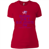 Reasons to be a Columbus Blue Jackets Fan Complete List on Back - Ladies' Boyfriend T-Shirt