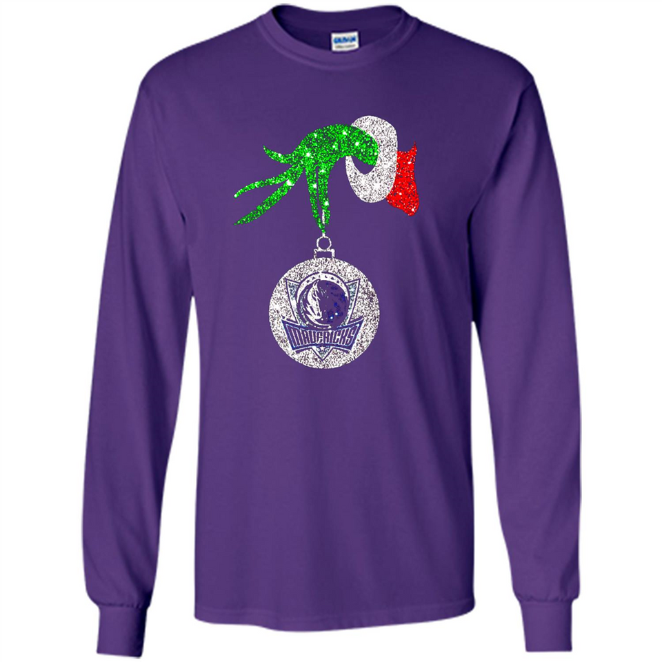 Amazing Dallas Mavericks Glitter Grinch Monogram Ornament Christmas Gift - Long Sleeve T-Shirt