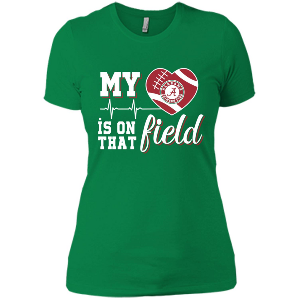 Alabama Crimson Football My Heart is on that Field - Ladies' Boyfriend T-Shirt