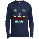Christmas In July Shirt Surfing Palm Trees Surfboard - Canvas Long Sleeve T-Shirt