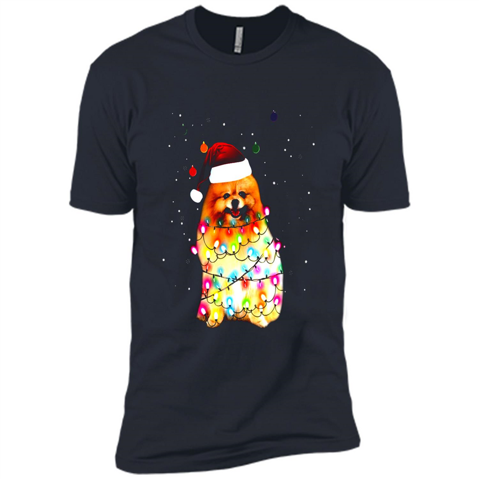Pomeranian Santa Lights Christmas Dog Xmas Sweatshirt - Premium Short Sleeve T-Shirt