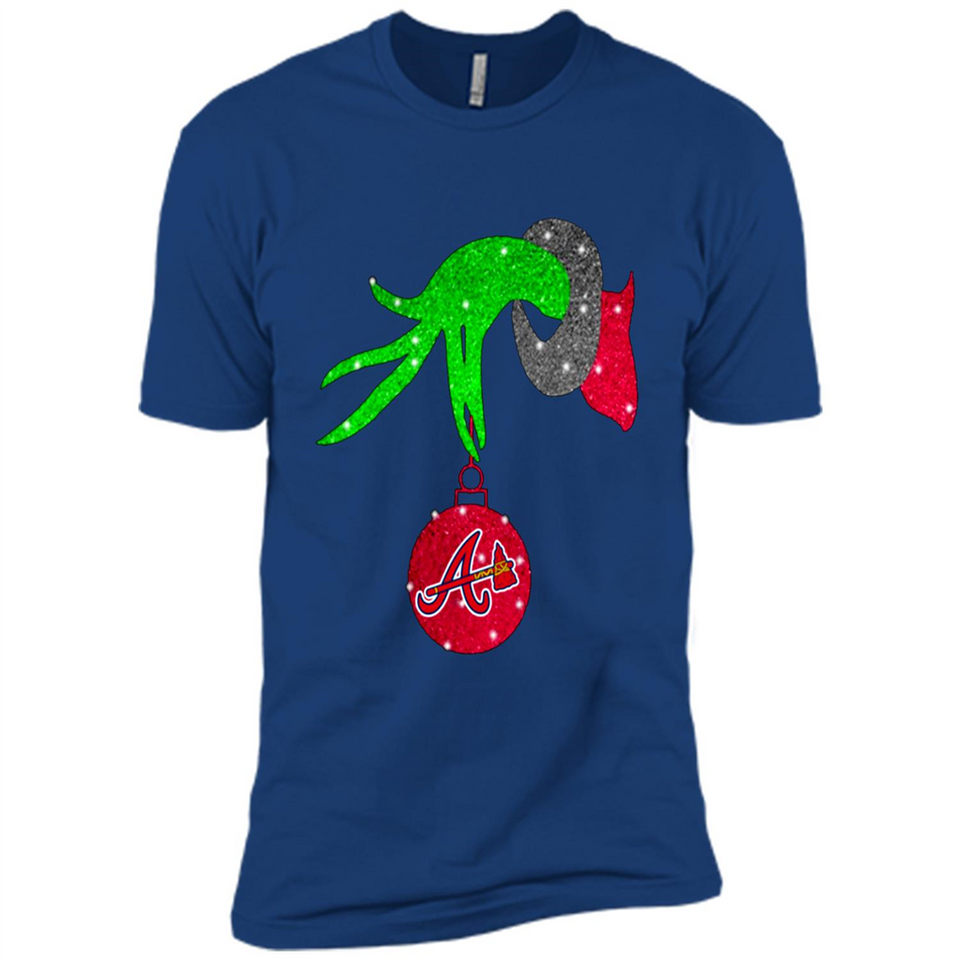 GRINCH HAND HOLDING ATLANTA BRAVES GLITTER CHRISTMAS PINGPONG