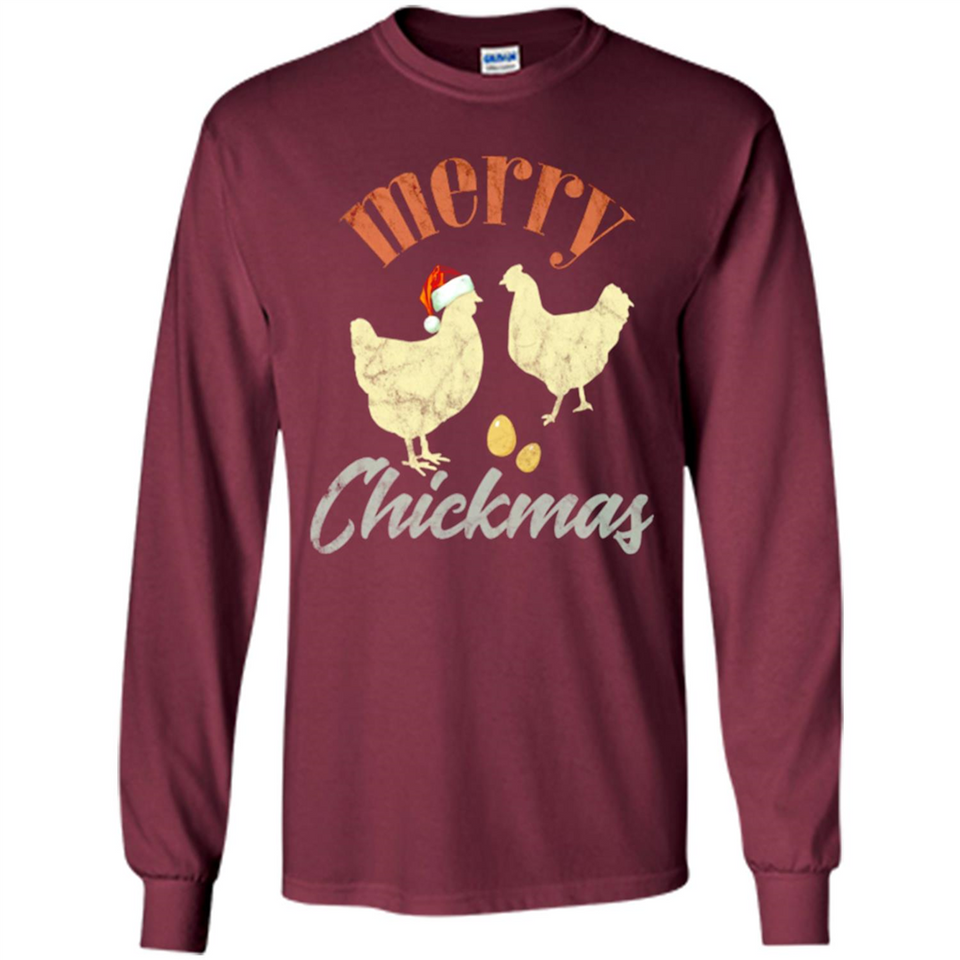 Christmas Chicken Vintage Shirt Funny Santa Hen Farmer Lover - Long Sleeve T-Shirt
