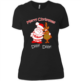Christmas T-Shirt Santa And Reindeer Dilly Dilly - Ladies' Boyfriend T-Shirt