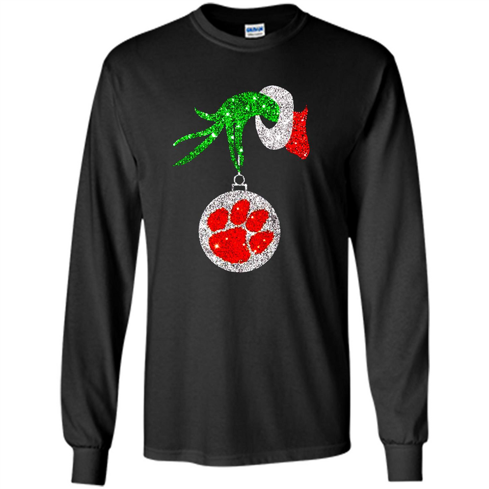 Amazing tee Clemson Tigers Glitter Grinch Monogram Ornament Christmas Gift - Sao chép - Long Sleeve T-Shirt