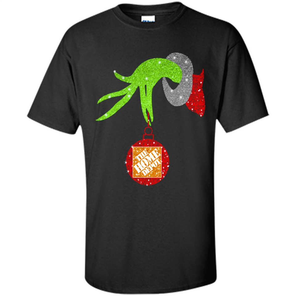 Grinch hand holding Logo HomeDepot Glitter Christmas - Shirt