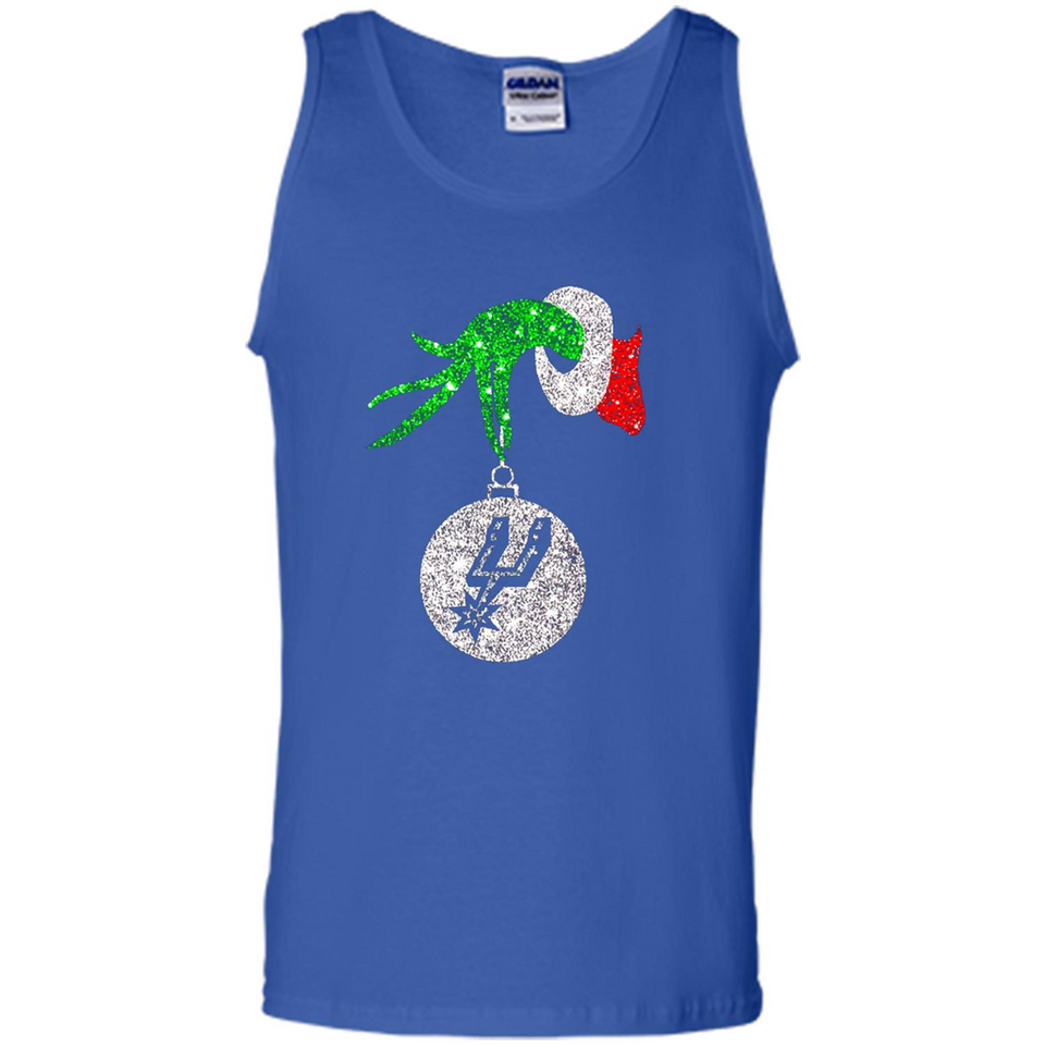 Amazing shirt San Antonio Spurs Glitter Grinch Monogram Ornament Christmas Gift - Tank Top