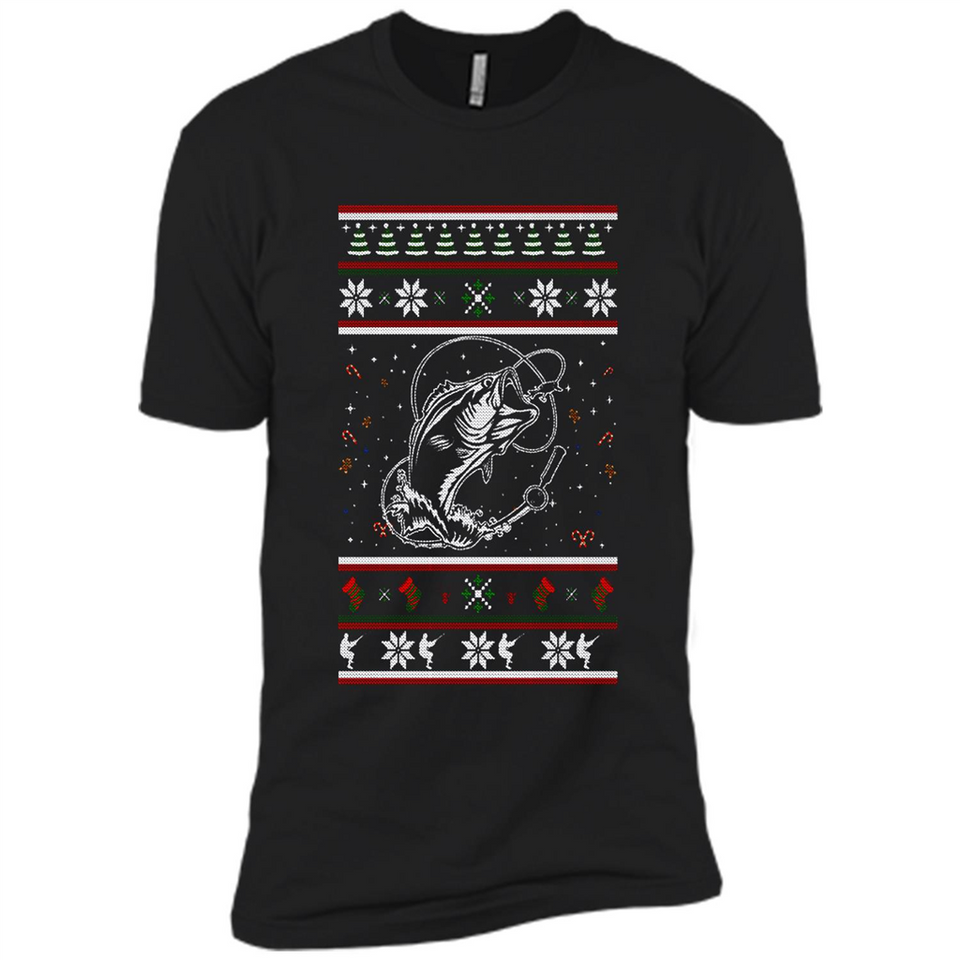 Christmas Ugly Sweater Fishing Ugly Christmas Sweater - Premium Short Sleeve T-Shirt