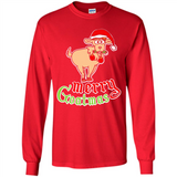Christmas Merry Goatmas Goat Shirt Santa Hat - Long Sleeve T-Shirt