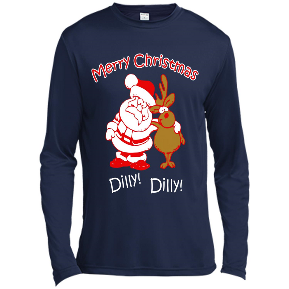 Christmas T-Shirt Santa And Reindeer Dilly Dilly - Canvas Long Sleeve T-Shirt