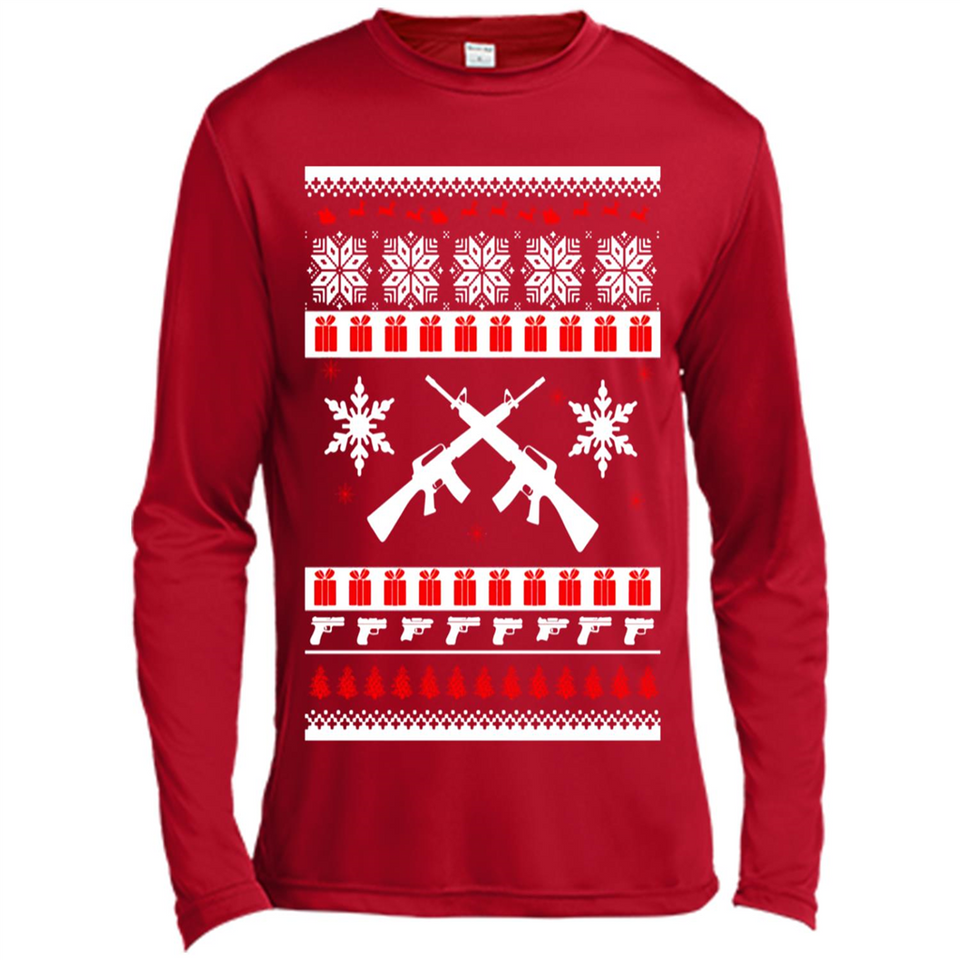 Rifle I Want Rifle Guns For Christmas ugly - Canvas Long Sleeve T-Shirt