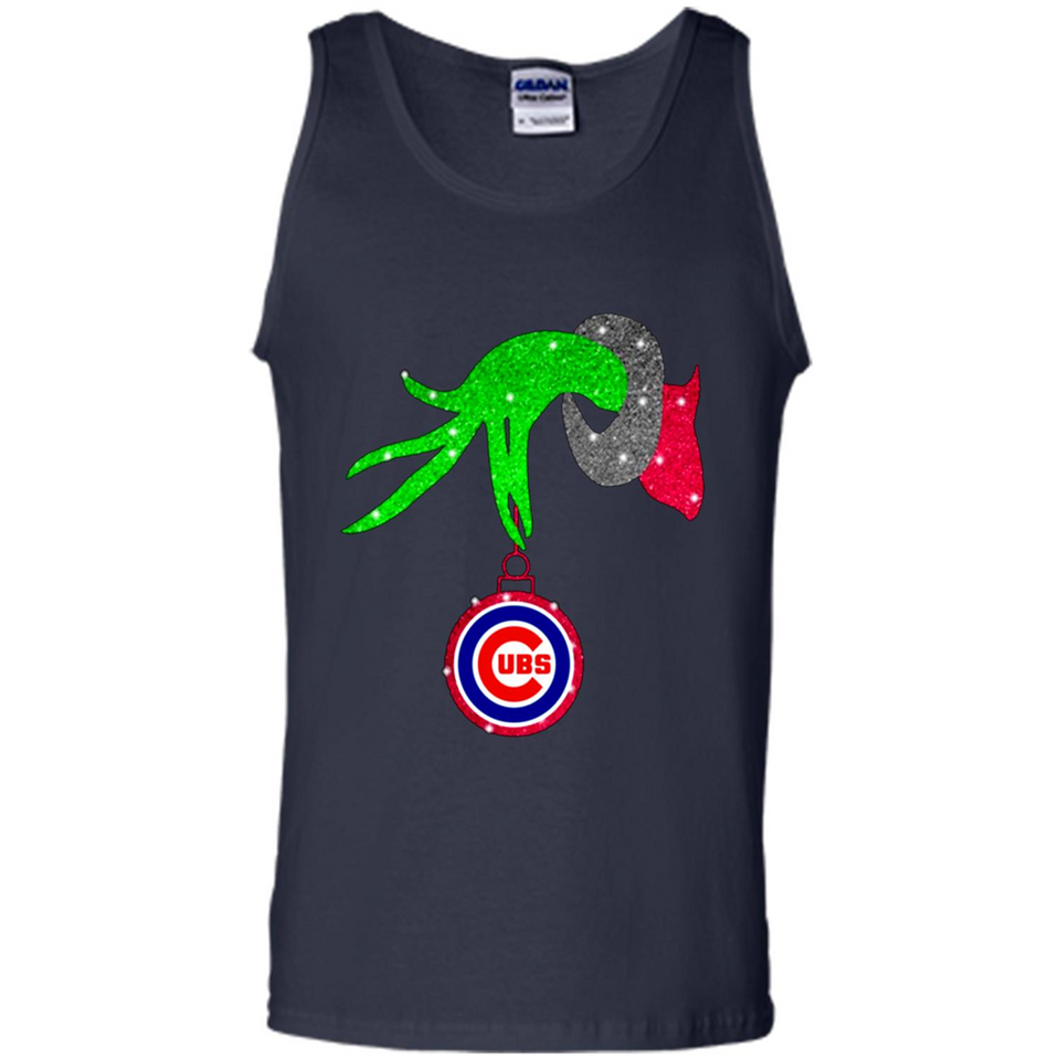 GRINCH HAND HOLDING CHICAGO CUBS GLITTER CHRISTMAS PINGPONG