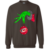 GRINCH HAND HOLDING CAROLINA HURRICANES GLITTER CHRISTMAS PINGPONG