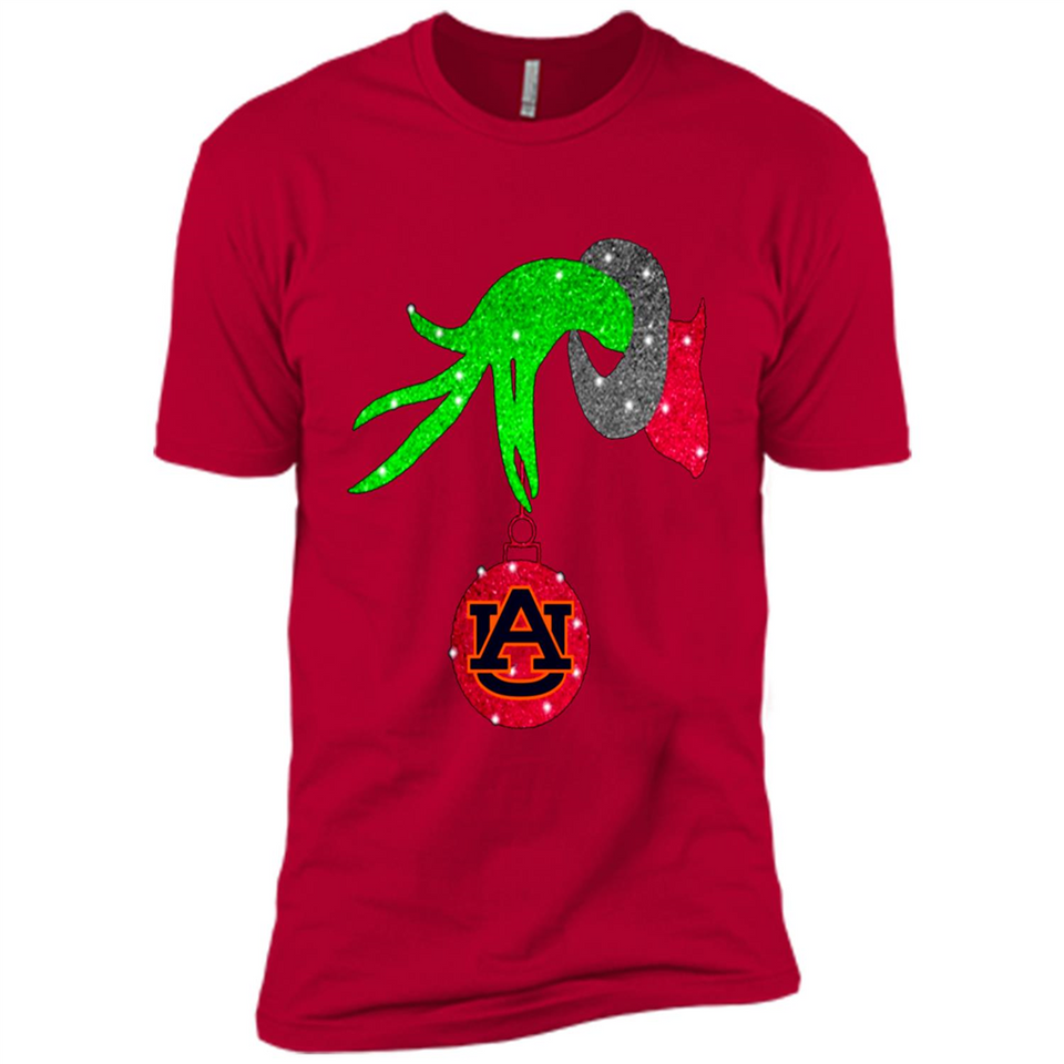 GRINCH HAND HOLDING AUBURN TIGERS GLITTER CHRISTMAS PINGPONG