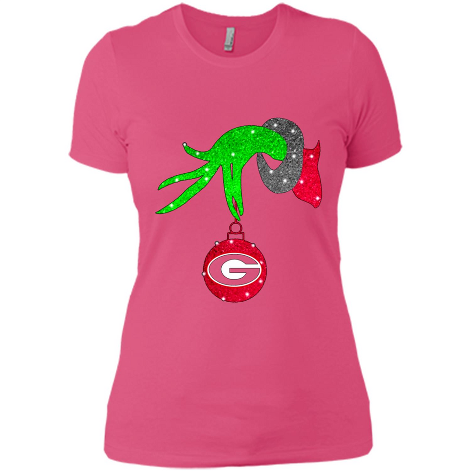 GRINCH HAND HOLDING GEORGIA BULLDOGS GLITTER CHRISTMAS PINGPONG