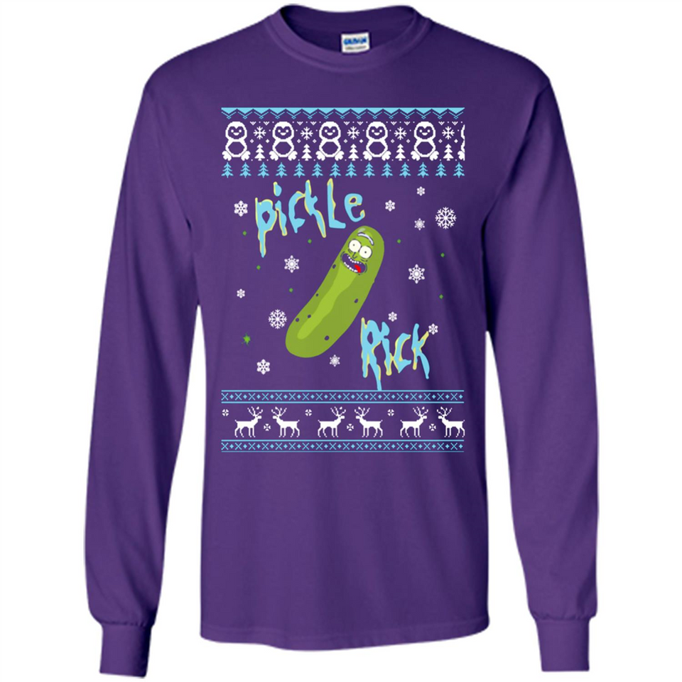 Rick and Morty Pickle Rick Ugly Christmas Sweater - Long Sleeve T-Shirt
